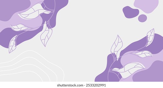 Fondo de invierno gris púrpura colores abstractos Formas, ondas y hojas patrón con espacio vacío para el texto.Diseño de Plantilla para el Anuncio, cartel, redes sociales