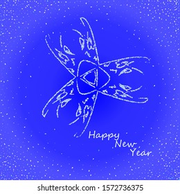Winter background, gray snowflakes on a blue background. Idea for holiday card, invitation.