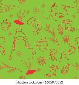 Winter background in green. Circuit. Vector.
