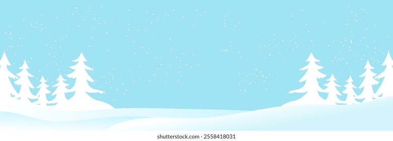 Winter background. horizontal banner vector illustration of winter landscape mountains and trees.