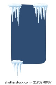 Winter background with icicles. Merry Christmas and Happy New Year card.