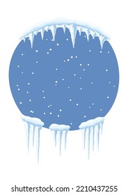 Winter background with icicles. Merry Christmas and Happy New Year card.