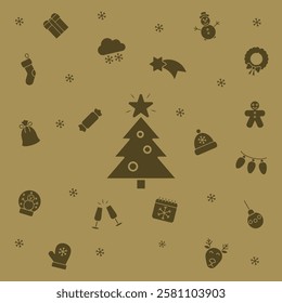 Winter background with icons. Winter time background. Winter icons. Christmas and New Year icons.  EPS 10.