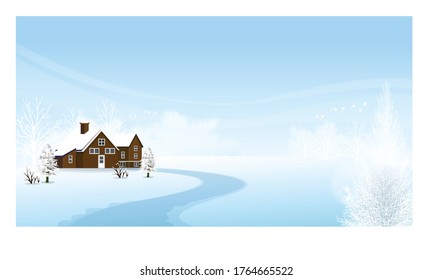 Winter Background Illustrator Snowy Christmas Winter Scenic Area