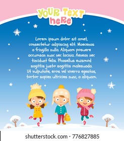 Winter background with kids