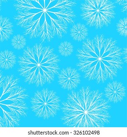 Winter background with lacy snowflakes