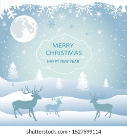 Winter background, landscape. New year and Christmas greeting card.