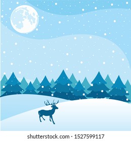 Winter background, landscape. New year and Christmas greeting card.