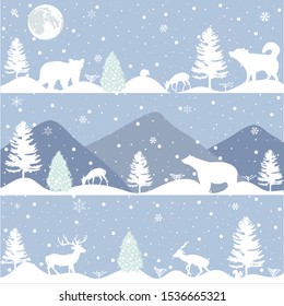 Winter background, landscape. New year and Christmas greeting card.