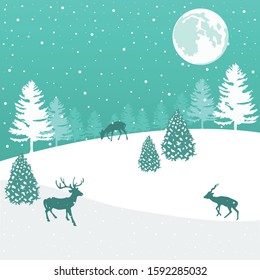Winter background, landscape. New year and Christmas greeting card.	
