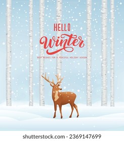 Winter background, landscape. New year and Christmas greeting card.