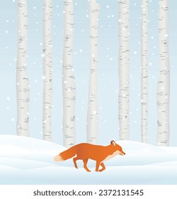 Winter background, landscape. New year and Christmas greeting card. With text