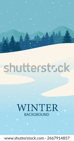 Winter background landscape, snowy illustration vector