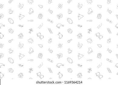 Winter background from line icon. Linear vector pattern. Vector illustration