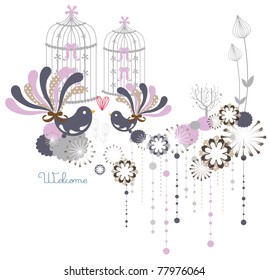 winter background with lovely bird (label,card,sticker,invitation card, wrapping paper or wall paper)