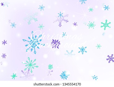 Winter Background with Lovely Snowflakes and Shiny Lights. Festive Background for Christmas Decoration, Textile, Paper. Vertical A4 Vector Background.