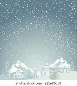 Winter background. Merry Christmas Landscape. Vector.