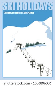 Winter background. Mountain landscape with ski lift