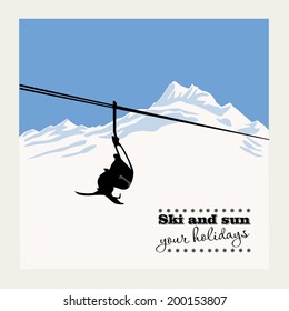 Winter background. Mountain landscape with ski lift