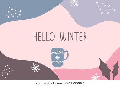 winter background with mug and copy space