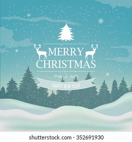 Winter background. Nature landscape. New year and Christmas background. Vector illustration.