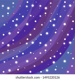 Winter background for New Year and Christmas. Starry sky in winter, blizzard and snowflakes. Vector pattern for background for greeting card, wrapping paper.