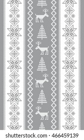Winter background. Ornament with deers. Cross stitch. Vector seamless pattern.
