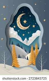 Winter Hintergrund Papier ausgeschnitten Stil