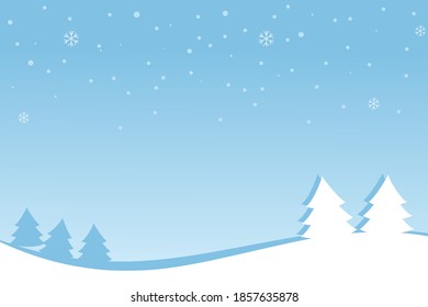 Winter background with pine tree and falling snow vector.