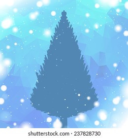 winter background with pine tree silhouette
