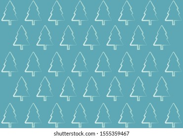 Winter background with pines and fir trees.