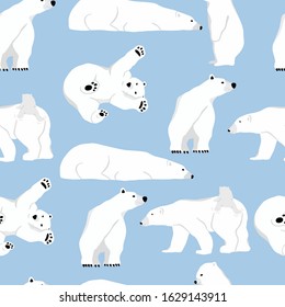 Winter background with polar bear,tree.Vector illustration seamless pattern for background,wallpaper,frabic.Editable element