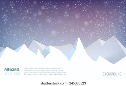 Winter background with polygonal mountains, eps 10