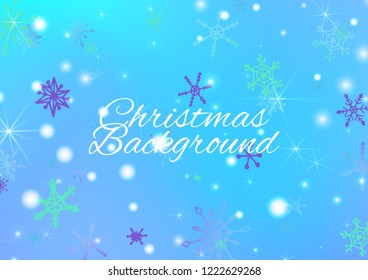 Winter Background with Pretty Snowflakes and Shiny Lights. Festive Background for Christmas Decoration, Print, Poster. Vertical A4 Vector Background.