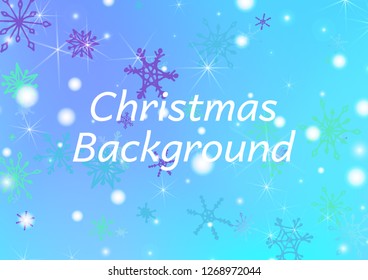 Winter Background with Pretty Snowflakes and Shiny Lights. Festive Background for Christmas Decoration, Banner, Card. Vertical A4 Vector Background.