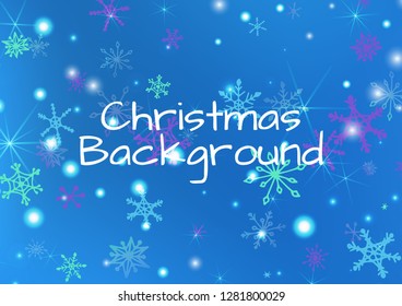 Winter Background with Pretty Snowflakes and Shiny Lights. Festive Background for Christmas Decoration, Textile, Cover. Vertical A4 Vector Background.