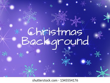 Winter Background with Pretty Snowflakes and Shiny Lights. Festive Background for Christmas Decoration, Wrapping, Paper. Vertical A4 Vector Background.