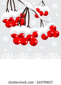 Winterhintergrund mit roten Beeren und Schnee