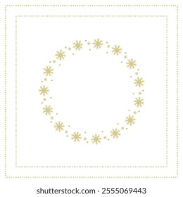 Winter background with round frame of snowflakes at center. Christmas, new year, winter holidays background. Vector illustration. Card, page, blank.
