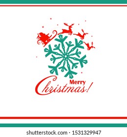 Winter background with santa claus and snowflake. Christmas card. Vector illustration
