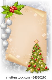 Winter  background with scroll. Vector  illustration. EPS10.
