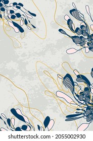 winter background of seasonal leaves, branches (mistletoe). a hand-drawn illustration in the style of a one line. modern wallpaper for print, banner, postcard, holiday idea. vector illustration 