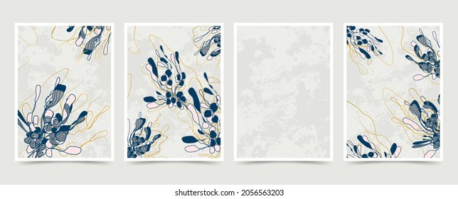 winter background of seasonal leaves, branches (mistletoe). a hand-drawn illustration in the style of a one line. modern wallpaper for print, banner, postcard, holiday idea. vector illustration 