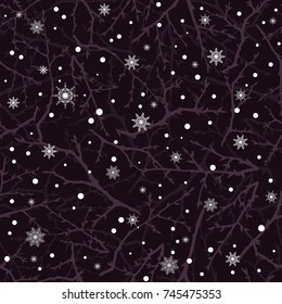 Winter background with silhouette branches