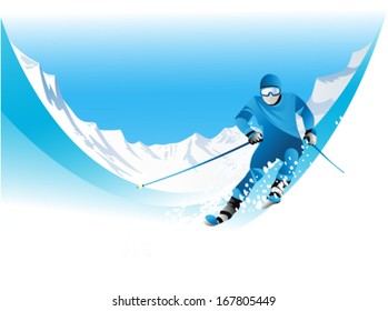 Winter background with skier