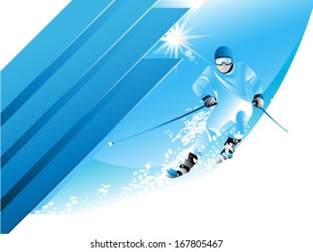 Winter background with skier