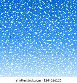Winter background snow fall on blue - vector illustration.