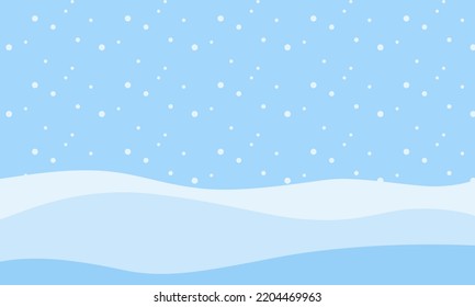 Winter background with snow fields and snowfall. vector illustration