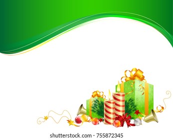 Winter background with snow. Gift boxes. Christmas blue defocused illustration.vectors