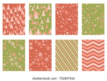 Winter background snow pattern, halftone texture, christmas tree silhouette, confetti explosion. Winter Christmas backgrounds, snow flakes isolated, halftone, circle confetti textures, fir trees cards
